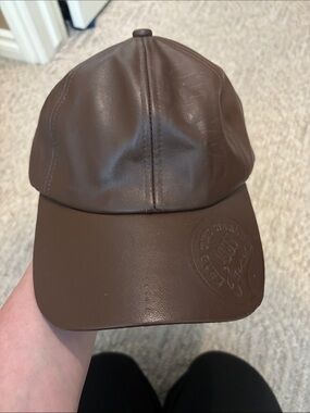 Vintage Brown Faux Leather Baseball Cap